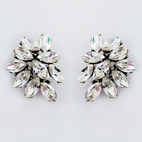 Marquis Crystal Cluster Clip-On Earrings